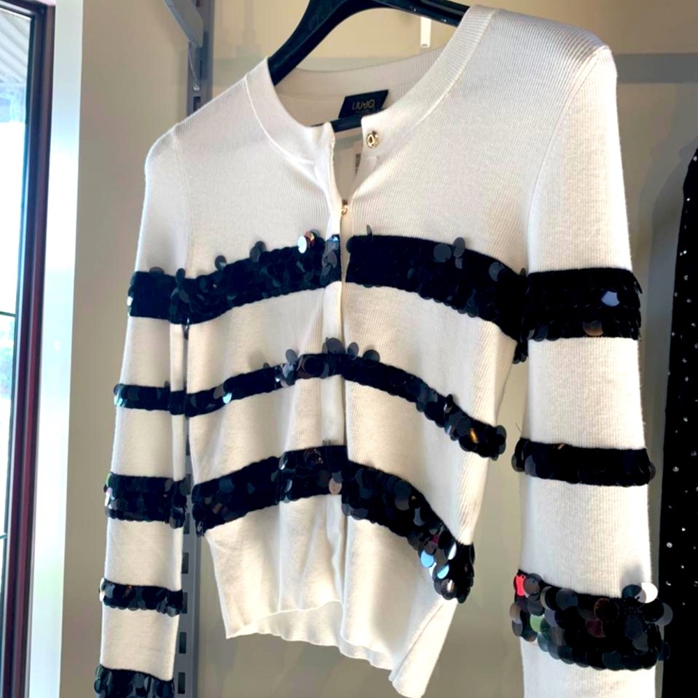 White cardigan with sequin details